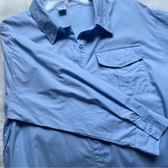 DINT Long Sleeve Dress Sz L Boho Midi Shirt Oversized Ruffle Lace Embroidery - Picture 4 of 17